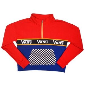Vans Half Zip Colorblock Checkerboard Pullover Sweatshirt